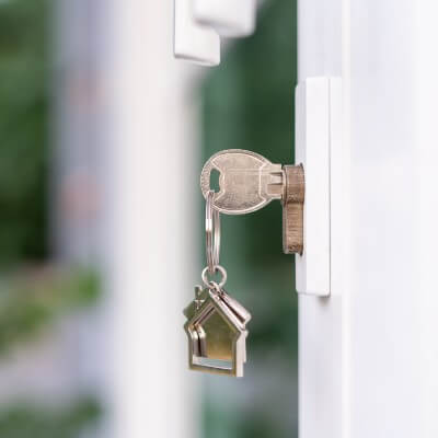 Keys in lock of home